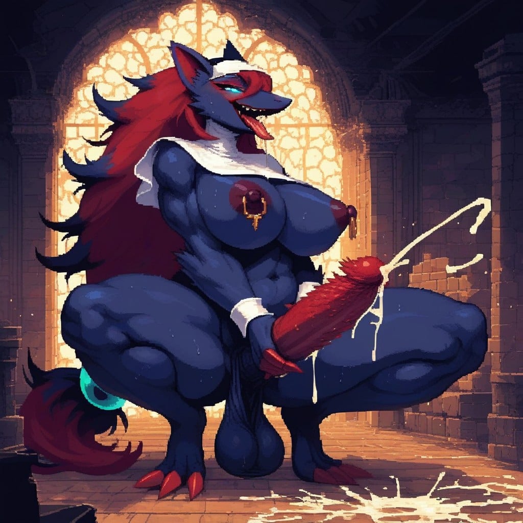 Very Large Balls, Glowing Eyes, Naughty Face Porno IA Furry
