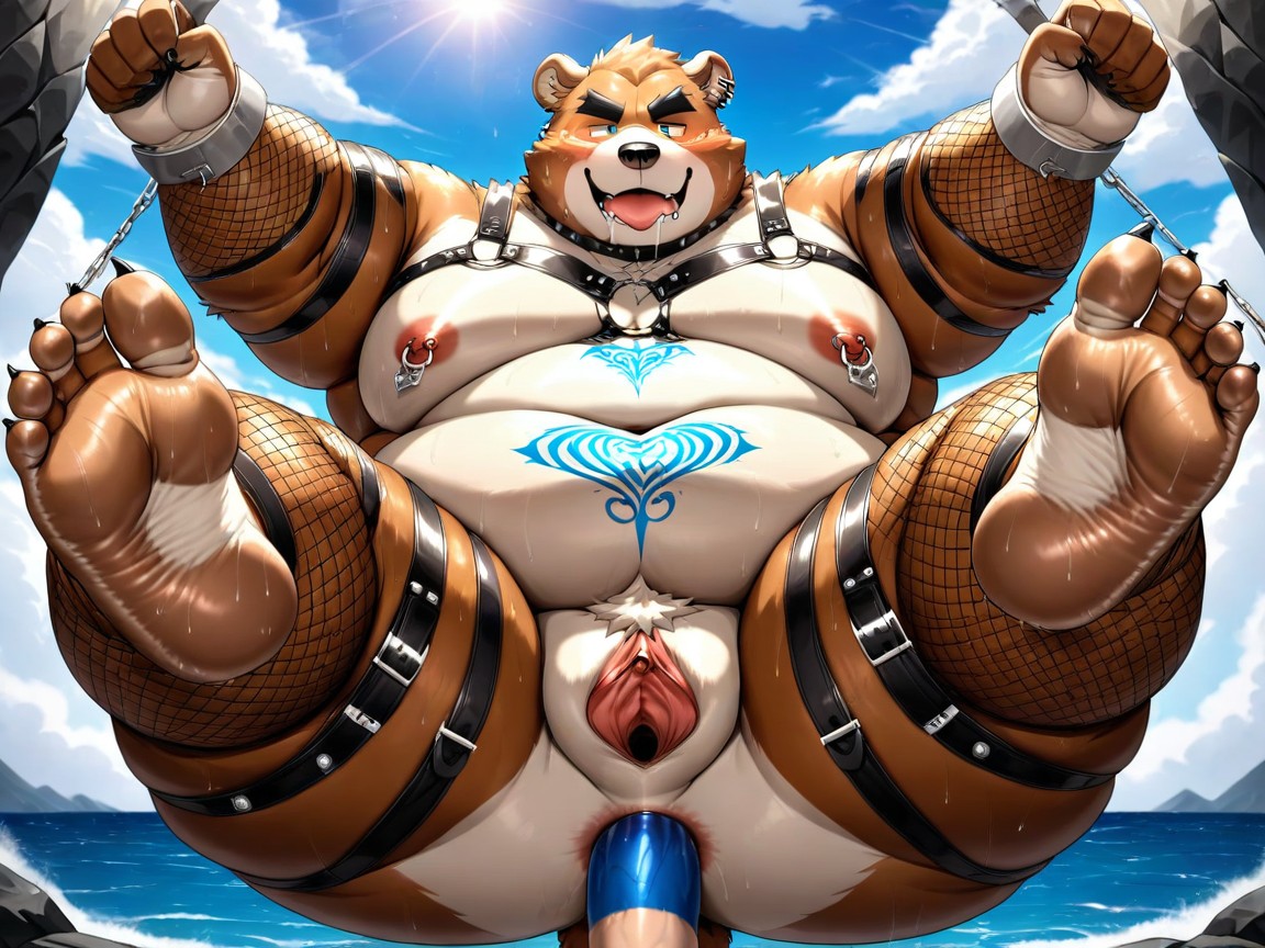 Fat Round Belly, Choker, Horny Furry IA