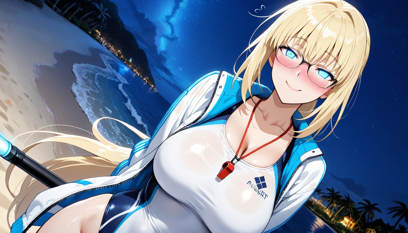 She Has On A White Light Jacket/windbreaker, Night, Bust Shot Hentai AI Porn