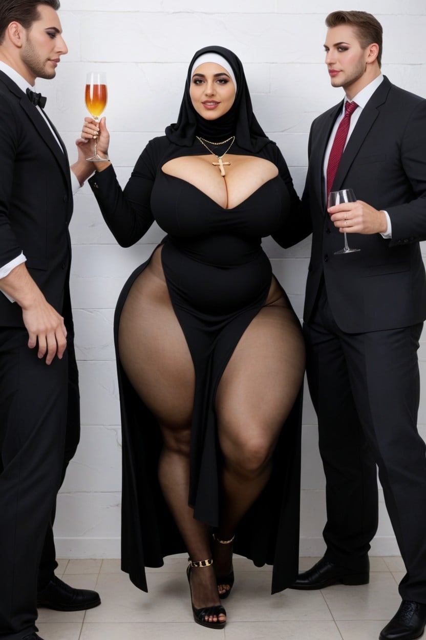 Gigantic Hips, Gold Cross Bracelets, Full Body View AI Porn
