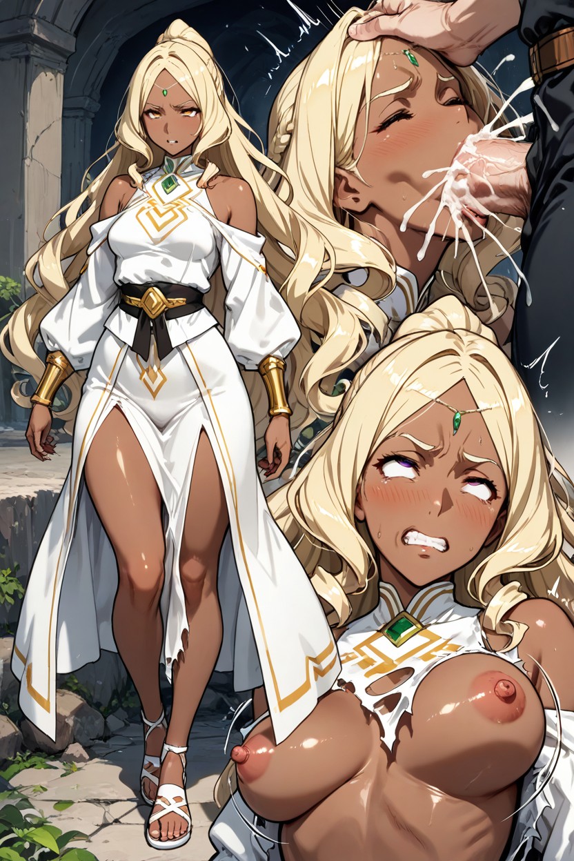 Blonde Pubes, Futaba Lily Ramses, Canonical White Tribal Out Outfit Hentai AI Porn