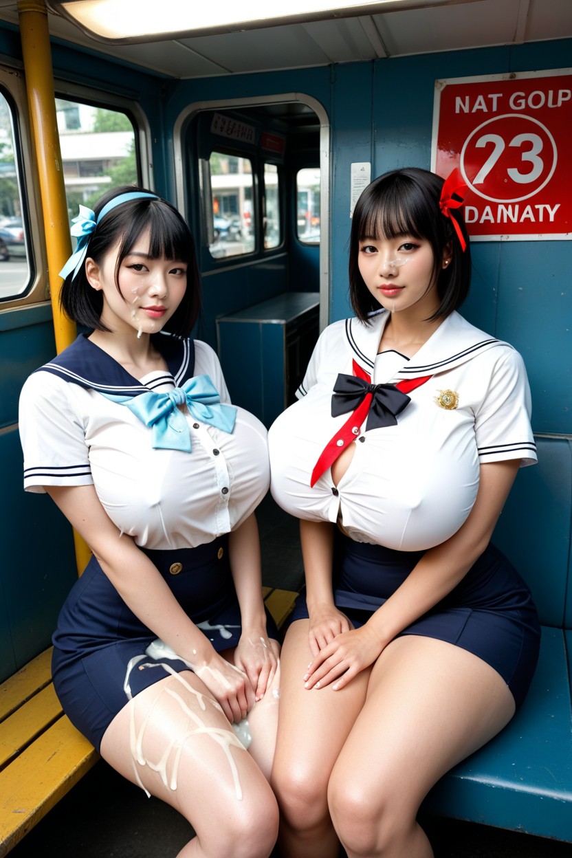 Mini Falda, Hourglass Body, Hairband Porno IA