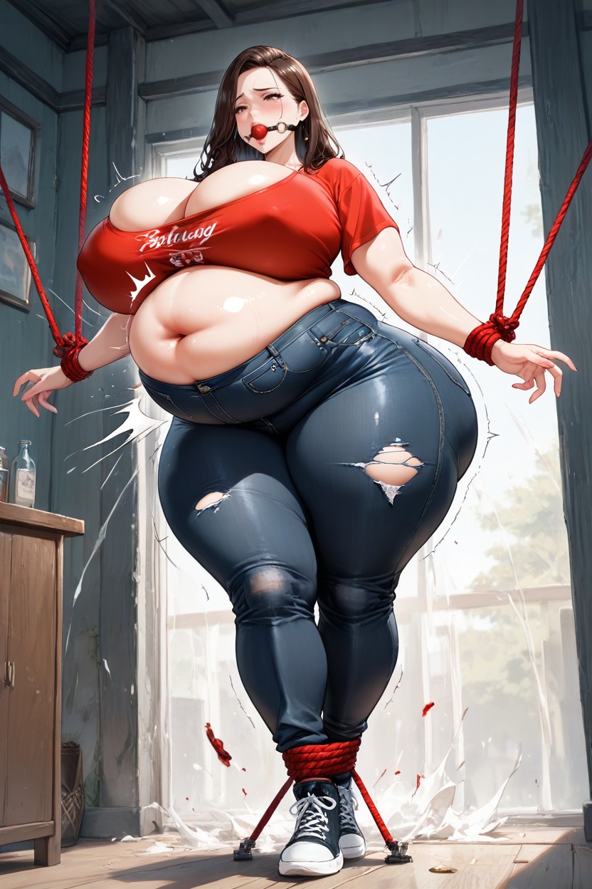 Clothes Exploding, Body Swelling, Inflated Belly AI Porn