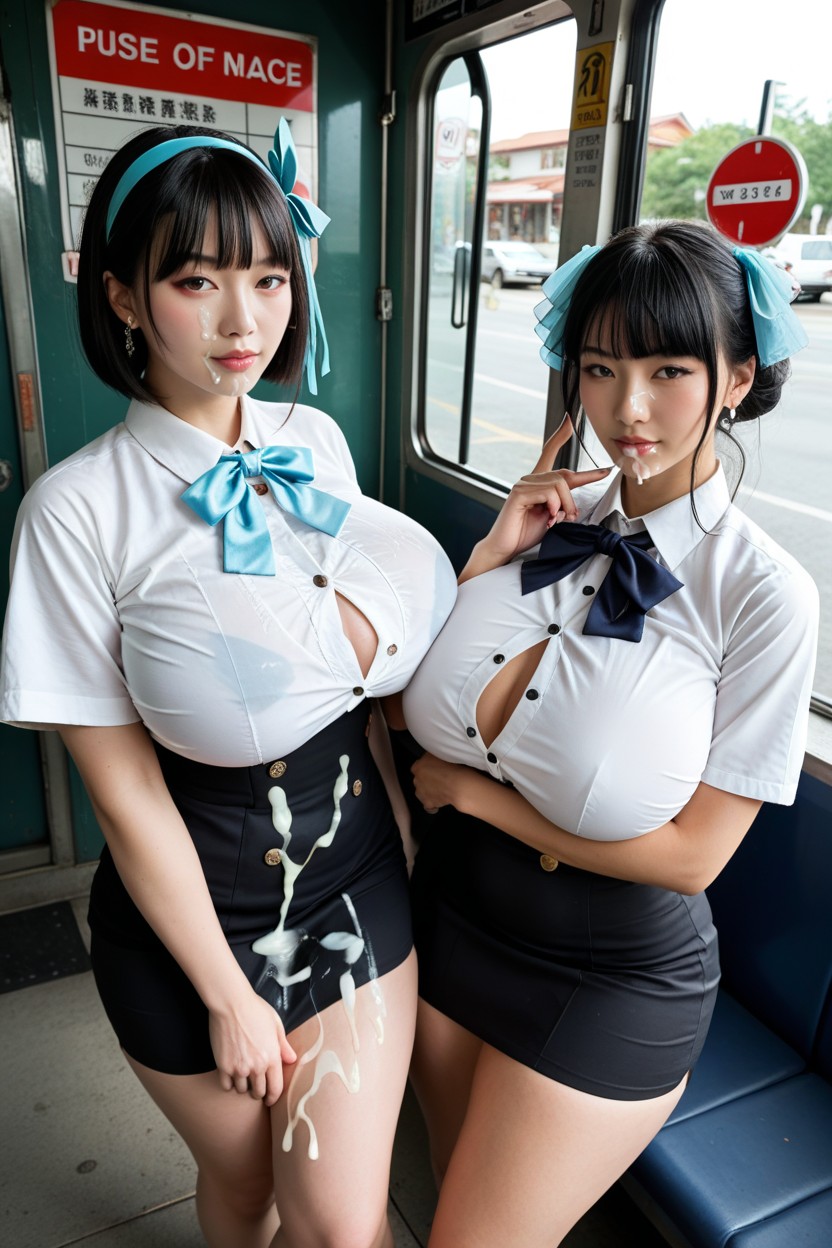 3 Personas, Hairband, Cum On Skirt Porno IA