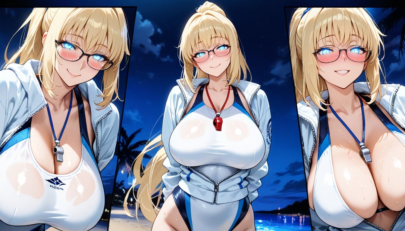 Wearing Glasses, Very Long Hair, Arms Behind Back Hentai AI Porn