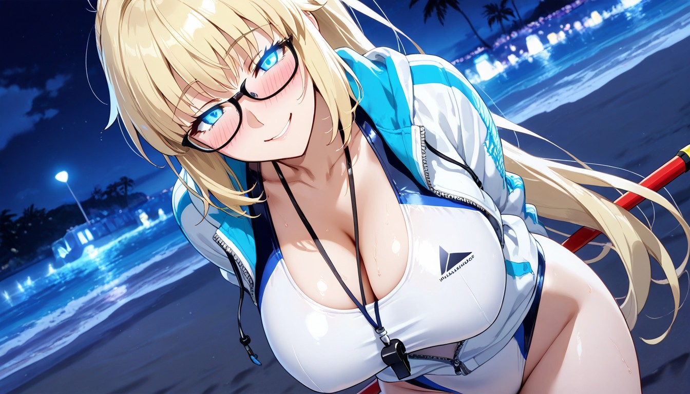 Night, Glowing Eyes, Lifeguard Hentai AI Porn