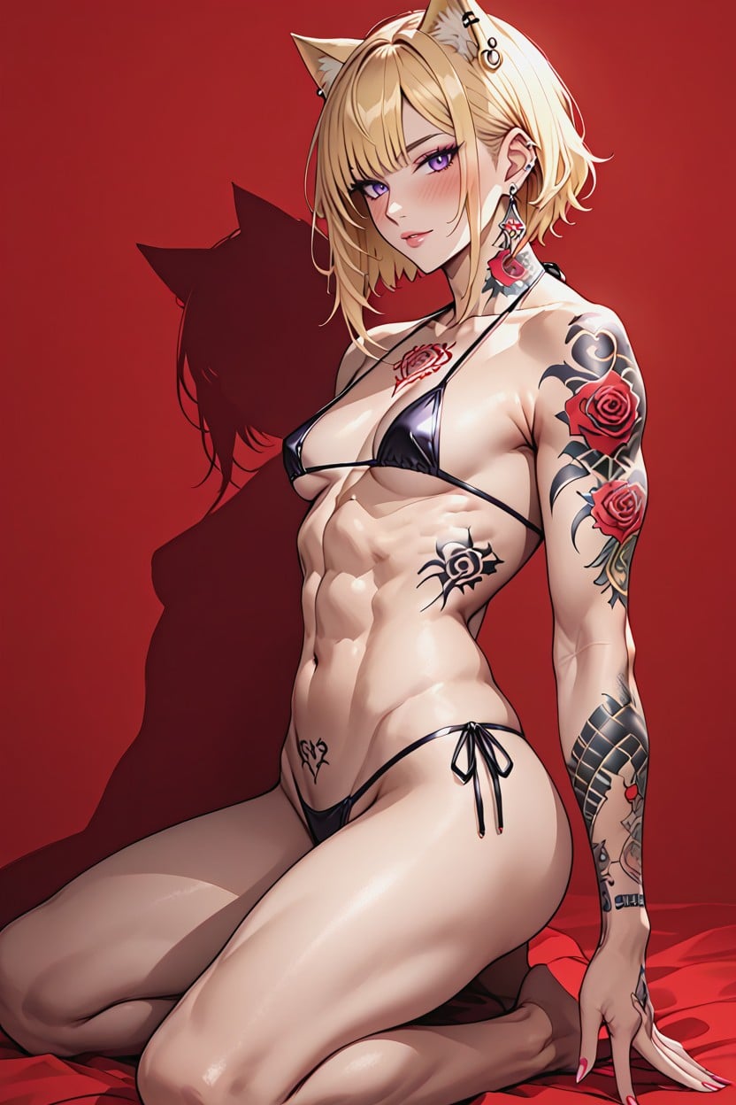 Thighs Rose Tattoo, Solo, Arm Tattoos Hentai AI Porn
