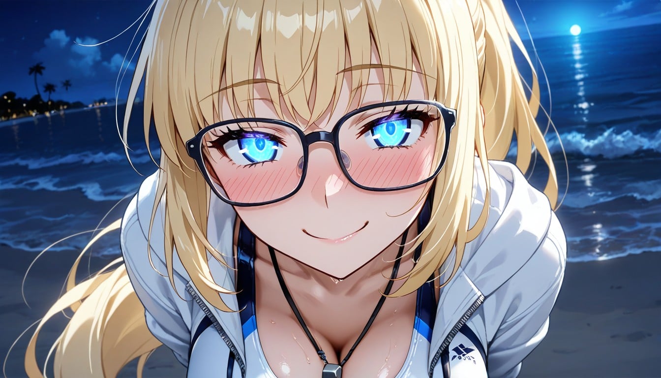 Unzipped, A White Jacket, Wearing Glasses Hentai AI Porn