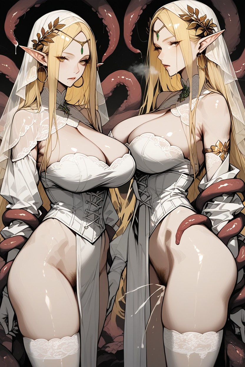 Squirting, White Stockings, Veil Hentai AI Porn