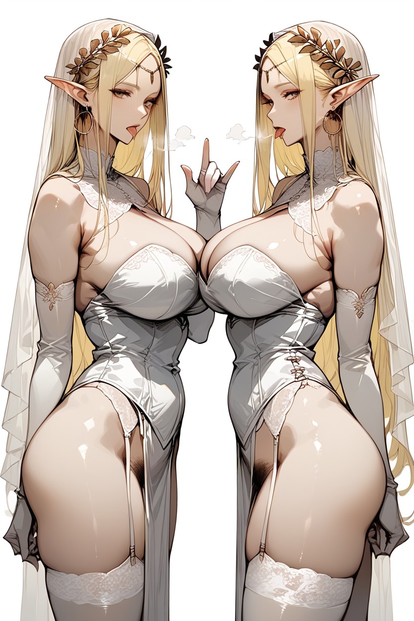 Blonde Hair, Gold Laurel Wreath, White Stockings Hentai AI Porn