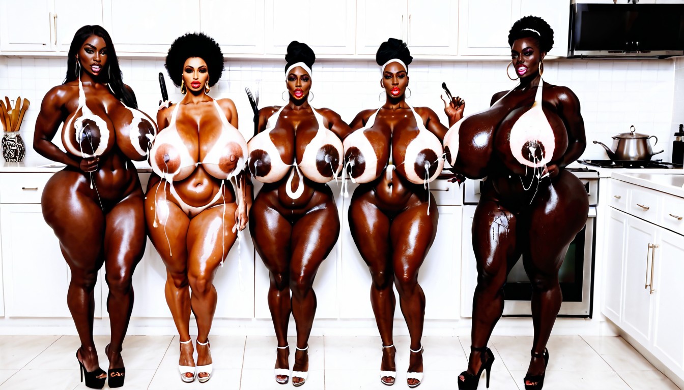 Midnight Black Skin, Sexy, Apron AI Porn