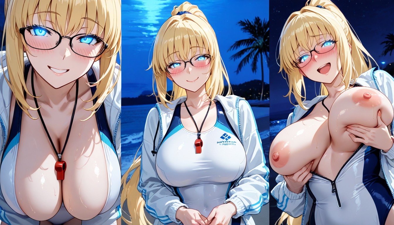 She Has On A White Light Jacket/windbreaker, 25+, Glowing Eyes Hentai AI Porn