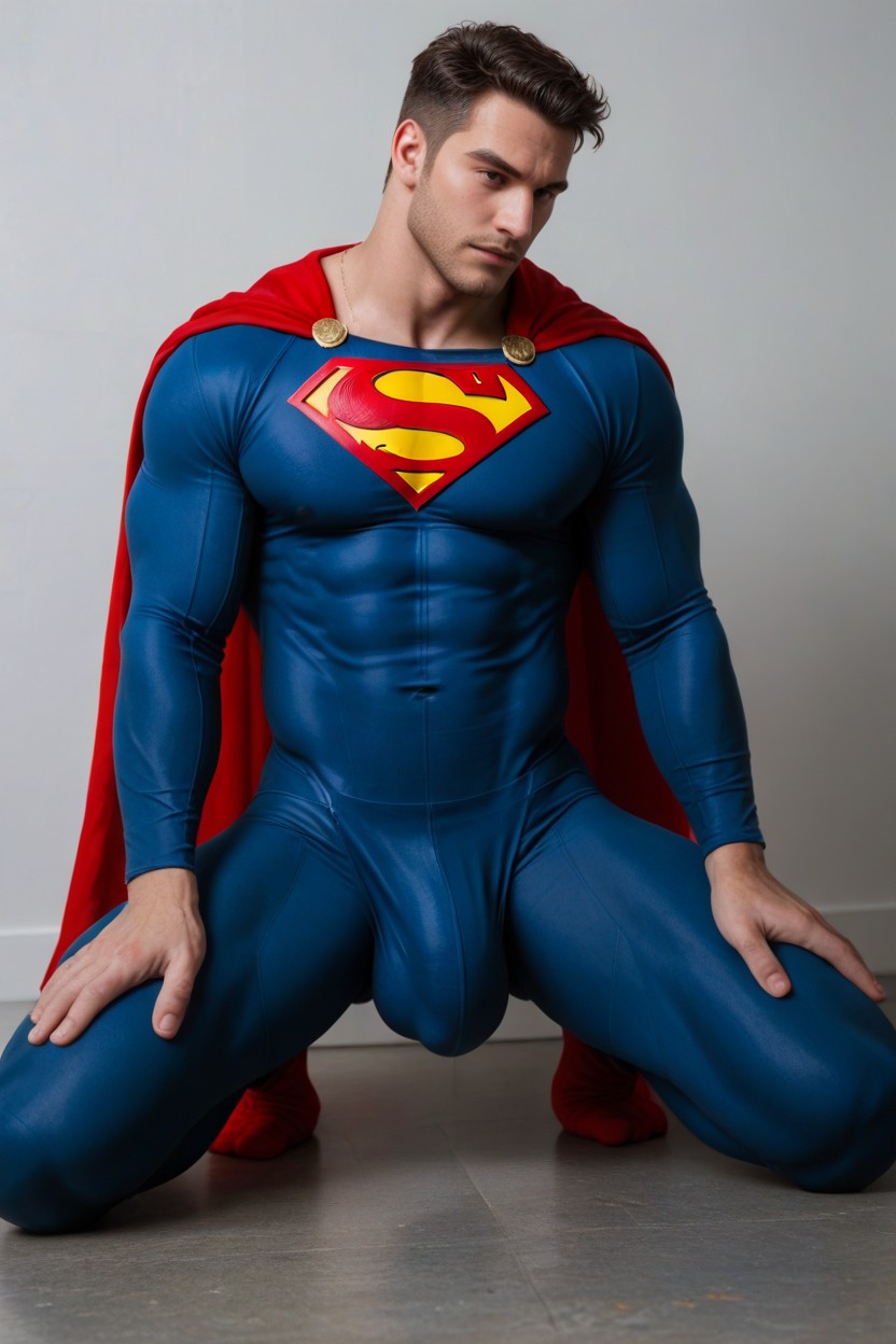 Hyper Six Pack Abs, Tight Stretched Clothing Covering Gigantic Colossal Bulge Hanging Down To The Floor, Fully Covered Porno gay IA