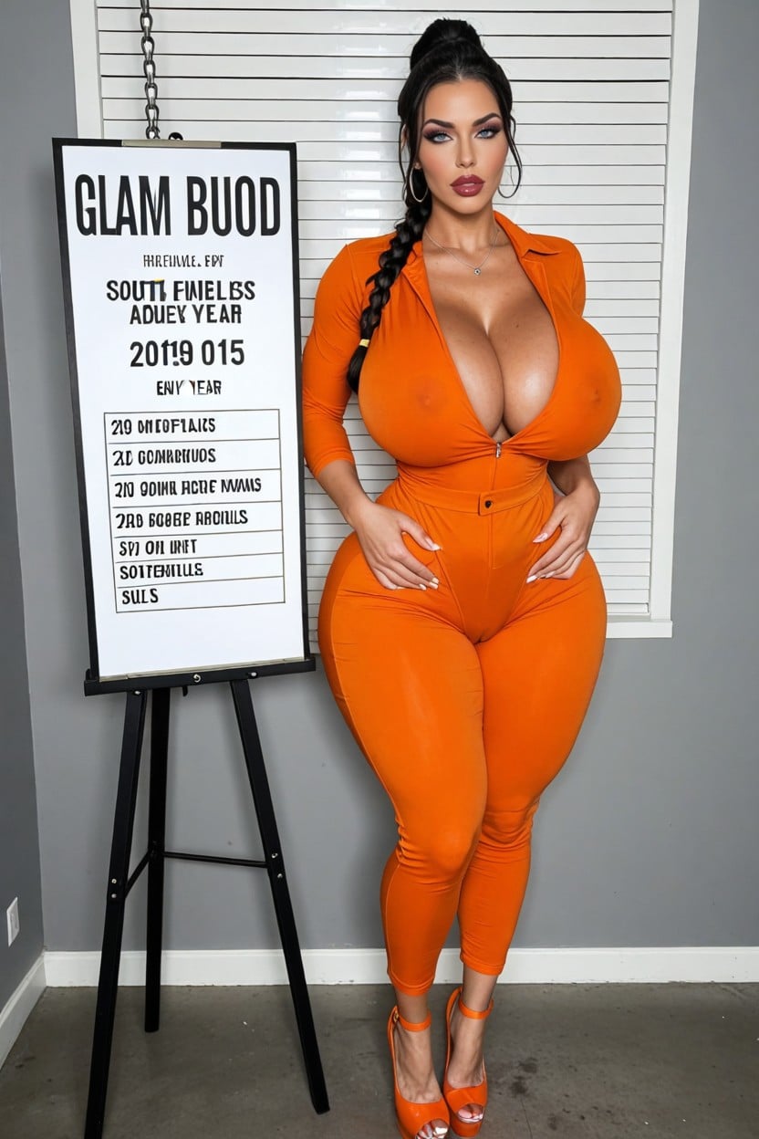 Thong, Orange Thong, Gigantic Boobs AI Porn