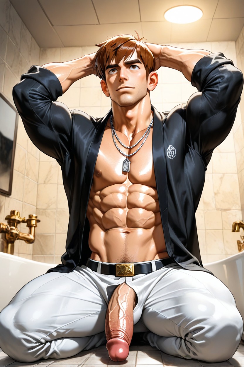Face, Back With Both Arms Resting Behind His Head In A Relaxed Pose, 阴茎比身体大 AI同性戀黃片