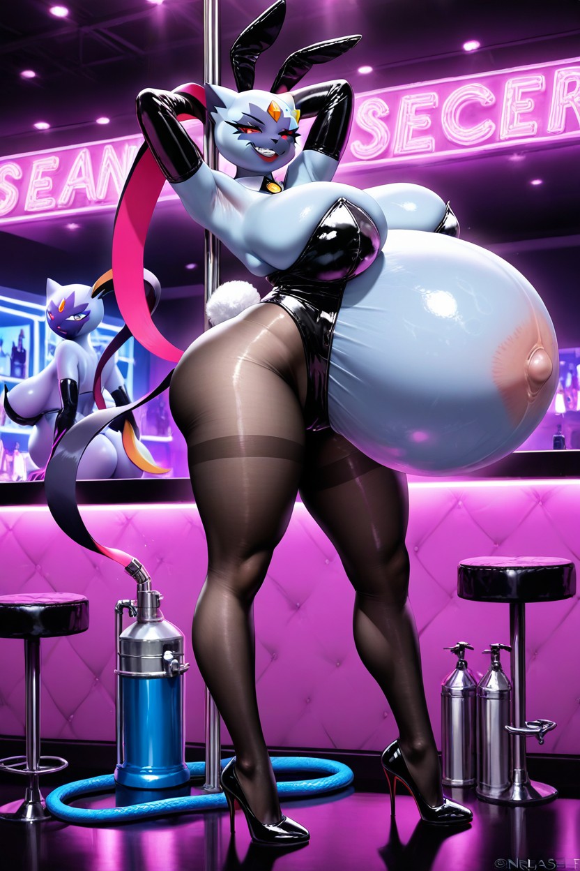Protruded Navel, Stomach Bloated Like Balloon, Model Standing AI Porn
