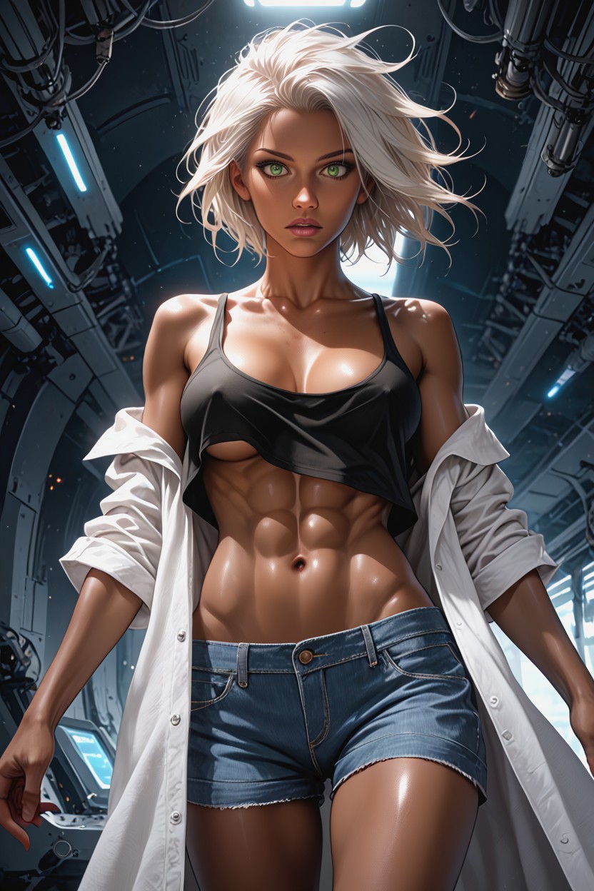 Transparent Oversize Pajamas, Tomboy, Dark Brown Skin Hentai AI Porn