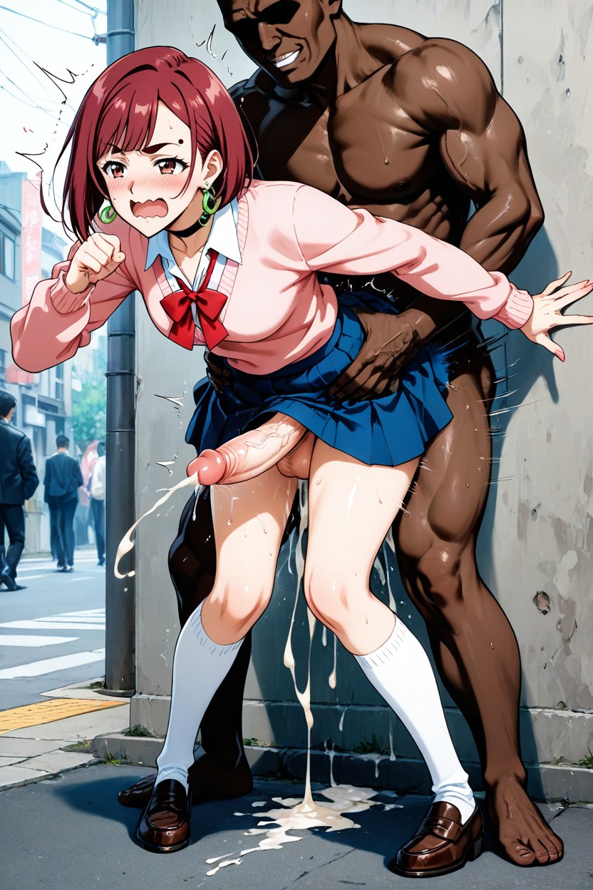 Long Fit Legs, Knees Together, Focus On Both Hands Around Cock Jerking Off AI Porn