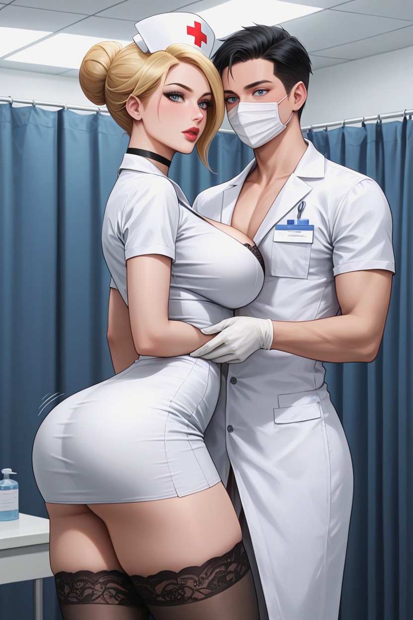 Extremelly Black Long Eyelashes, Massive Rounded Perfect Breasts, Bounce Lines AI Porn