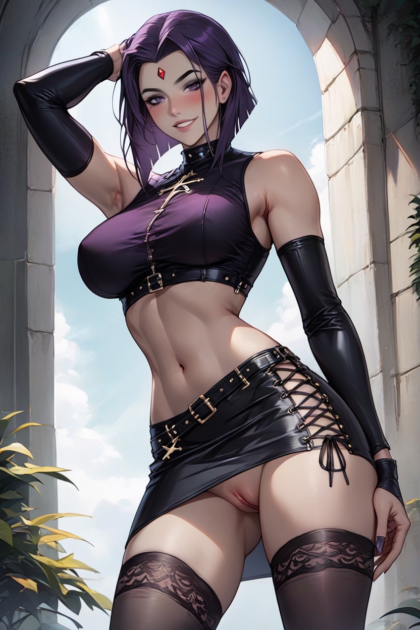 Navel Exposed, Cross-laced Skirt, Bubble Butt Hentai AI Porn