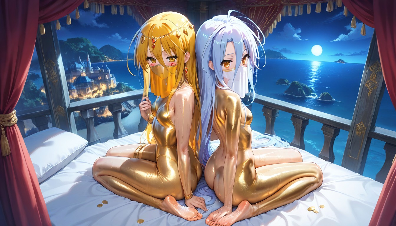 Two Females, All Females With Head Chain, Looking At Viewer Hentai AI Porn