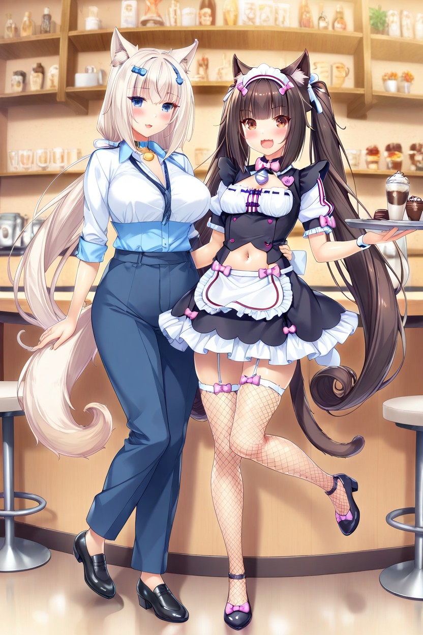 Girls, Sunset On Street, Maidcafe AI Porn