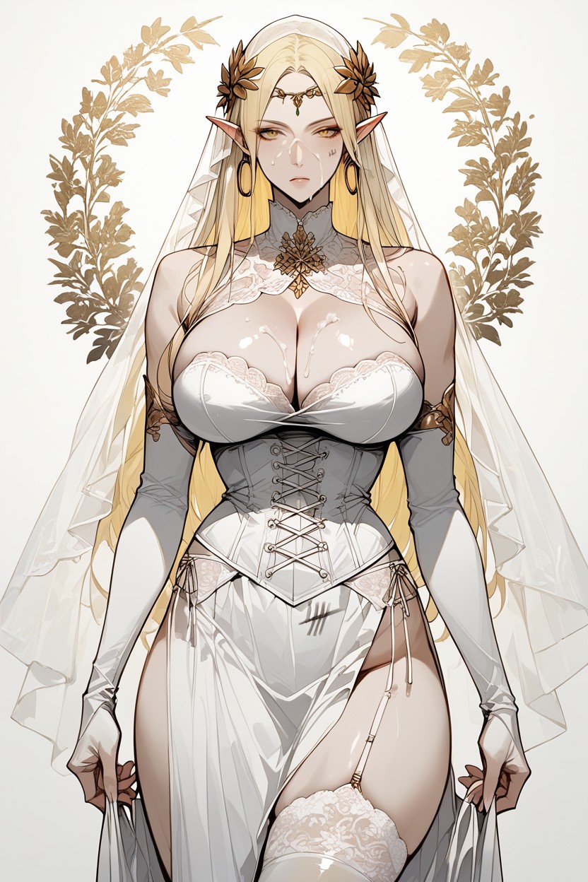Long Skirt, Bored, White Background Hentai AI Porn