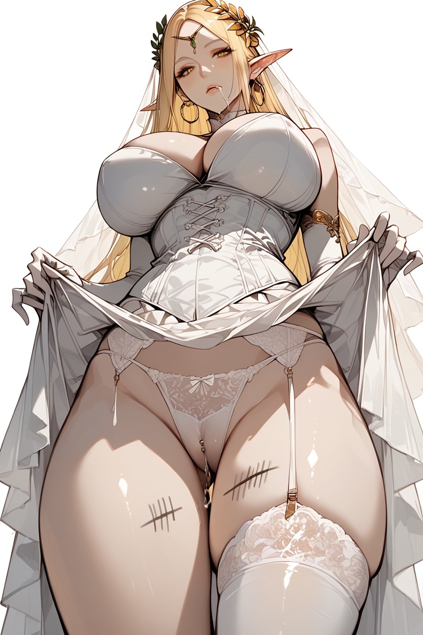 Tally Mark On Thigh, White Corset, Showing Panties Hentai AI Porn