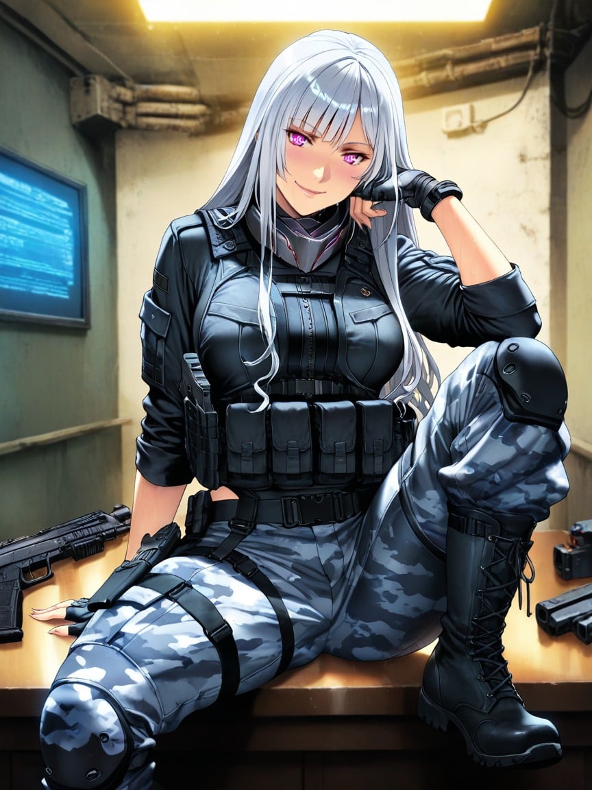No Male, Inside A Military Command Room, Side View Hentai AI Porn