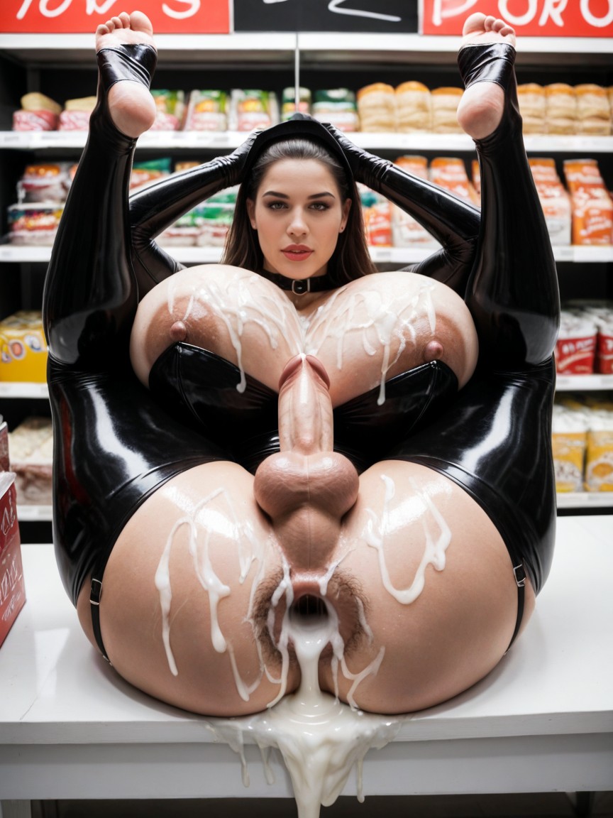Extremely Wide Anal Gape, Full Body, Top Down Shemale AI Porn