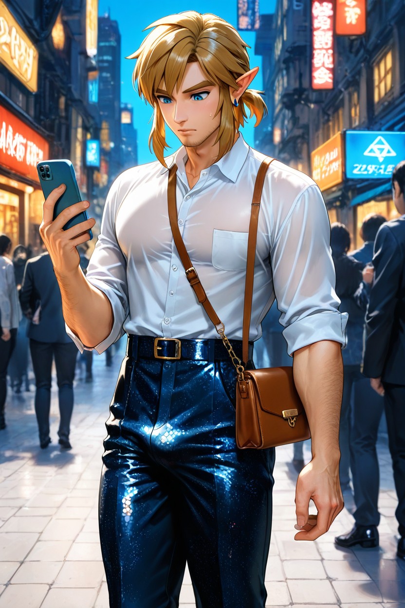 Large Eyes, Link, Modern City Background AI Porn