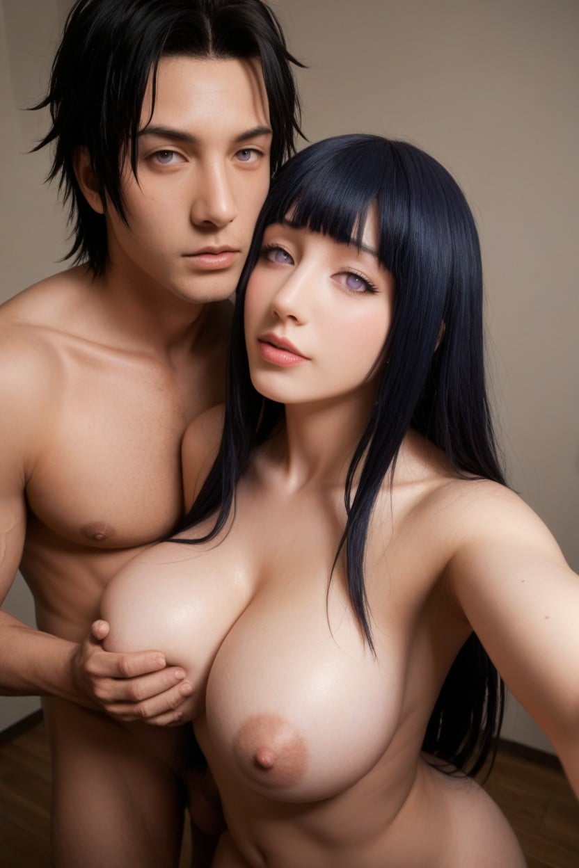 Face To Face, Looking At Viewer, Sasuke Uchiha Groping Hyuuga Hinata AI Porn