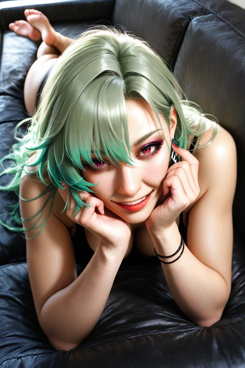 High Resolution Animation, Green Hair, Perfect Soft Skin Hentai AI Porn