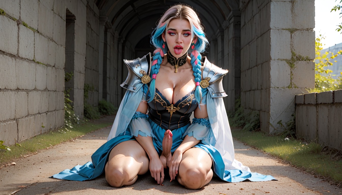 Vue De Face, Round Cheeks, Grand Angle Porno IA transsexuelle