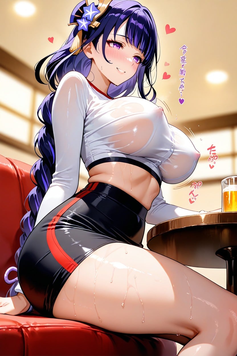 Tight Crop Top, Balanced Chest, Chatting While Waiting For Their Order Hentai AI Porn