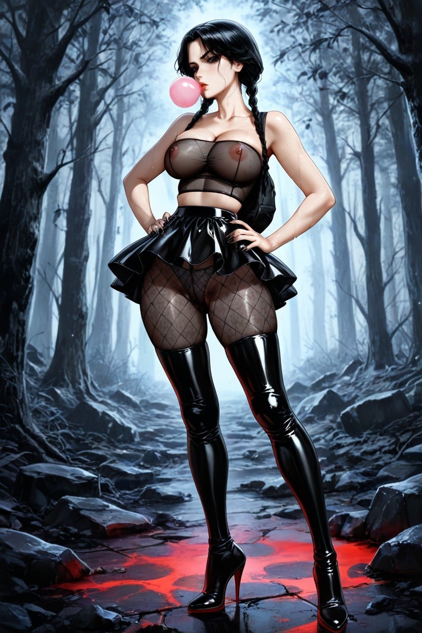 Scene On A Elevated Big Rock, 1 Person, Creepy Forest Ambience Hentai AI Porn