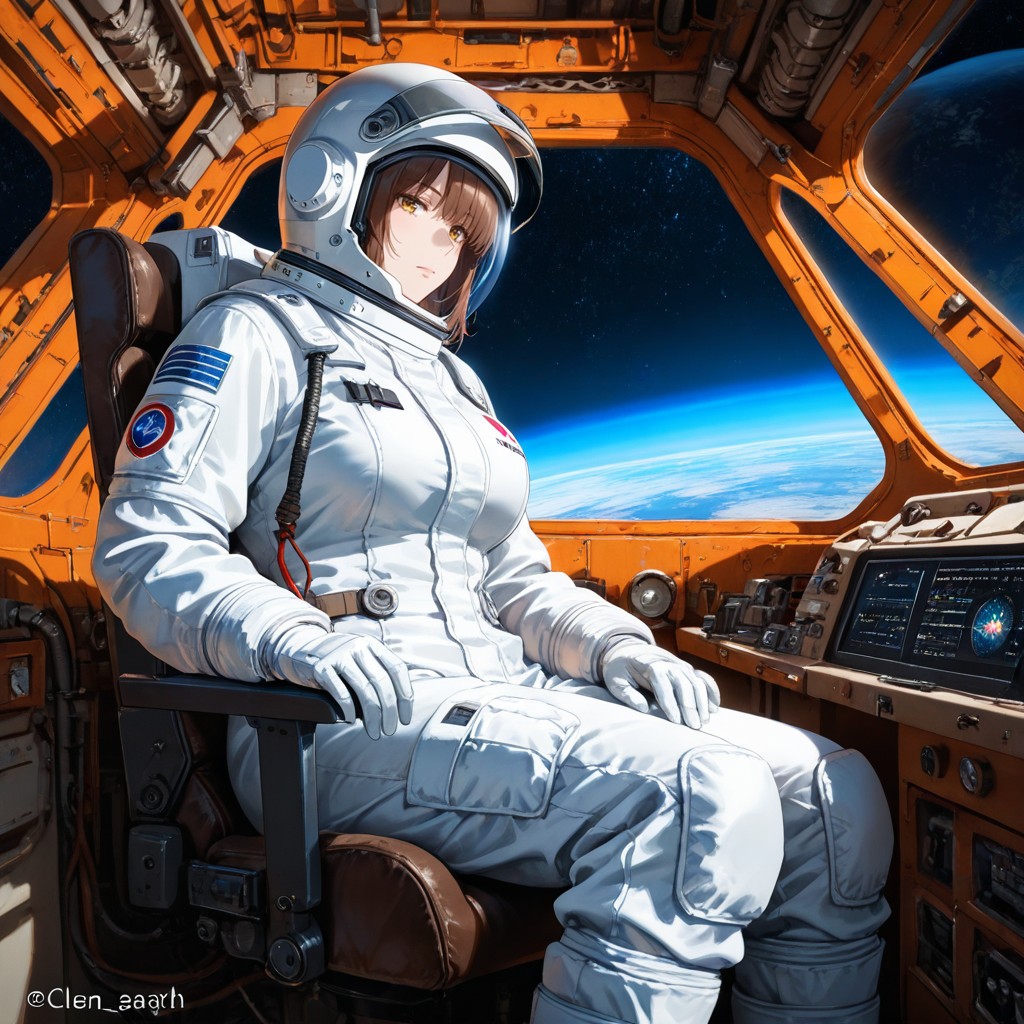 Planet Earth In The Sky, Space Insignia On Suit, Face Visible Hentai AI Porn