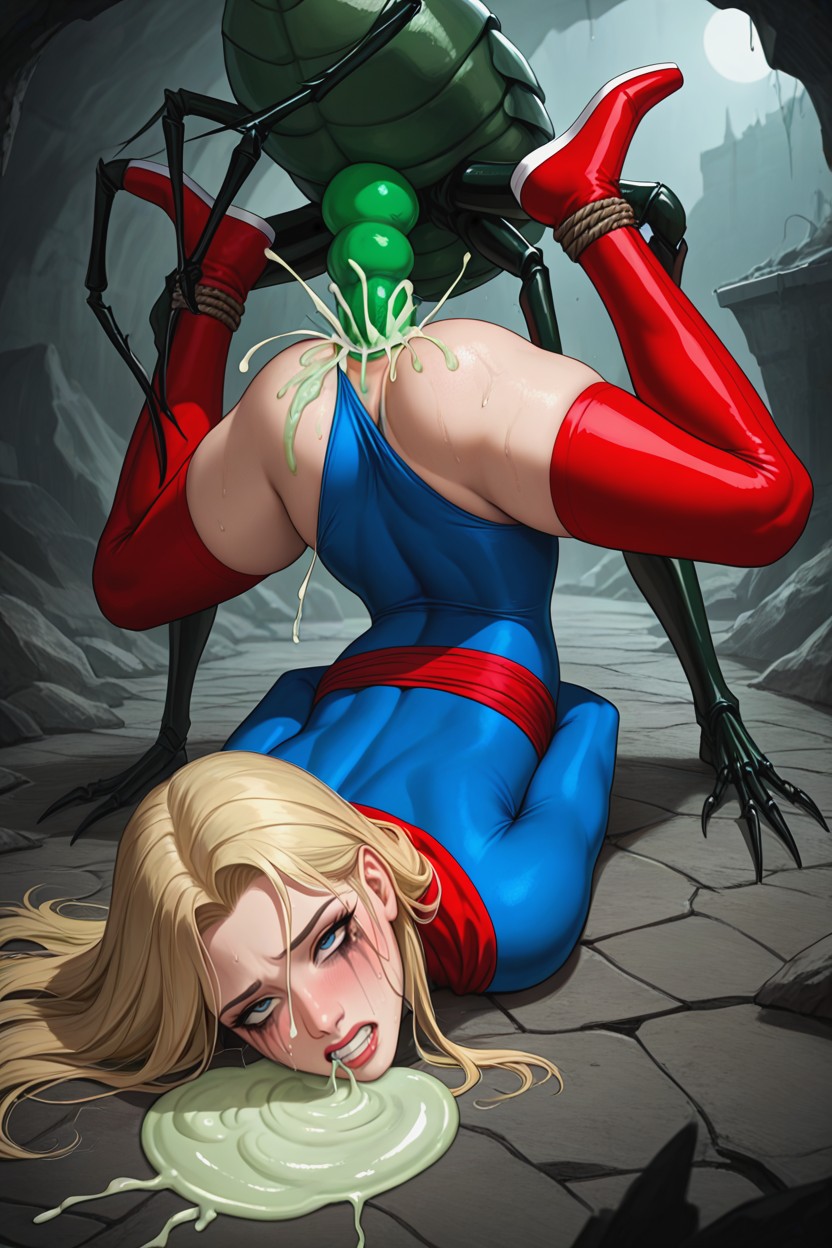 Supergirl, Blue Leotard, Cockroach Creature AI Porn