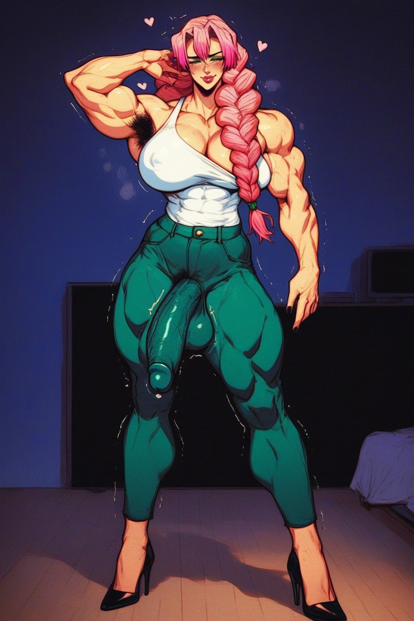 Six Pack, White Tank Top, Plump Lips Hentai AI Porn