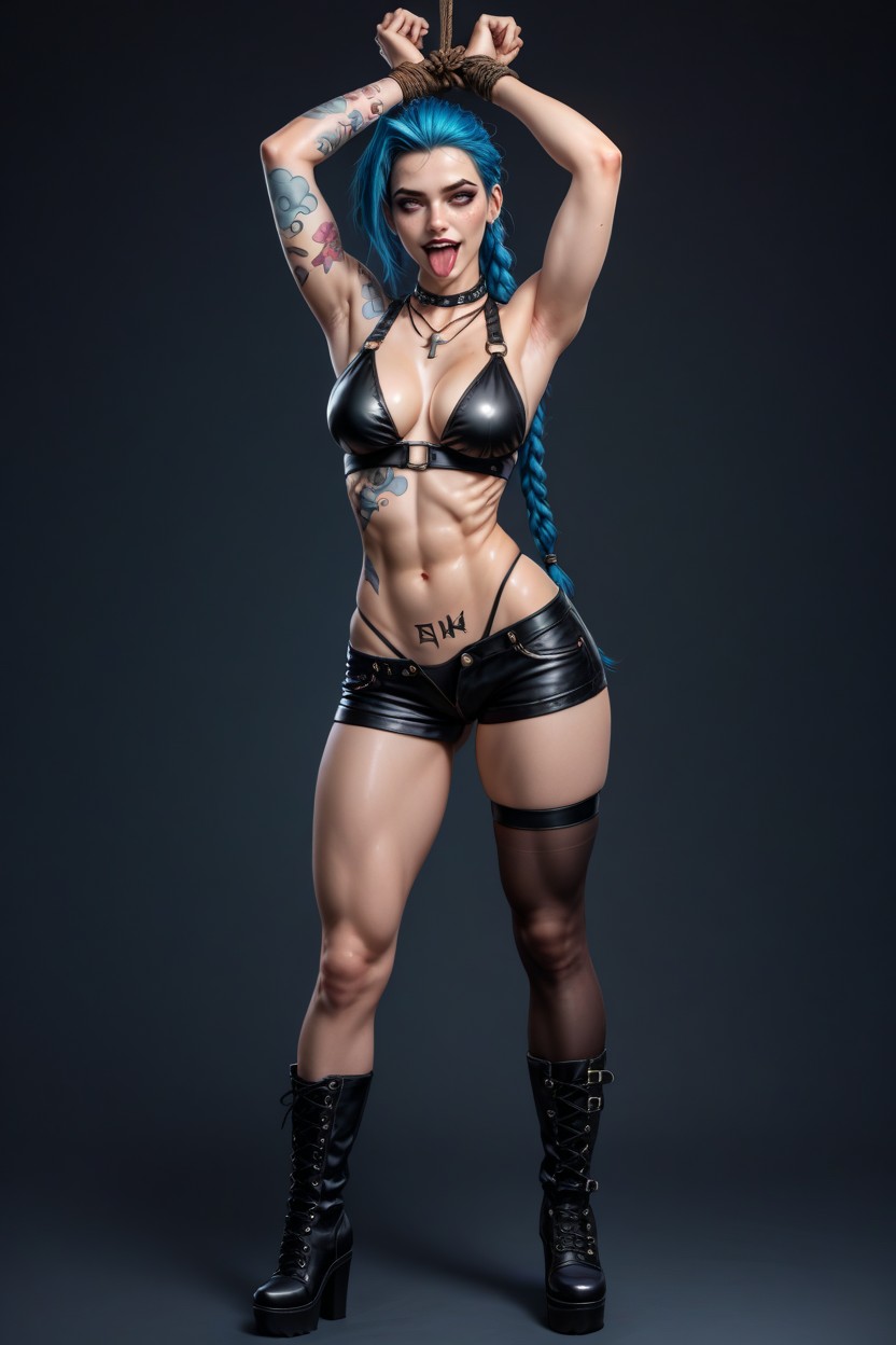 Leather Bikini Top, Body, Thong Sticking Out Of Biker Leather Pant Hentai AI Porn