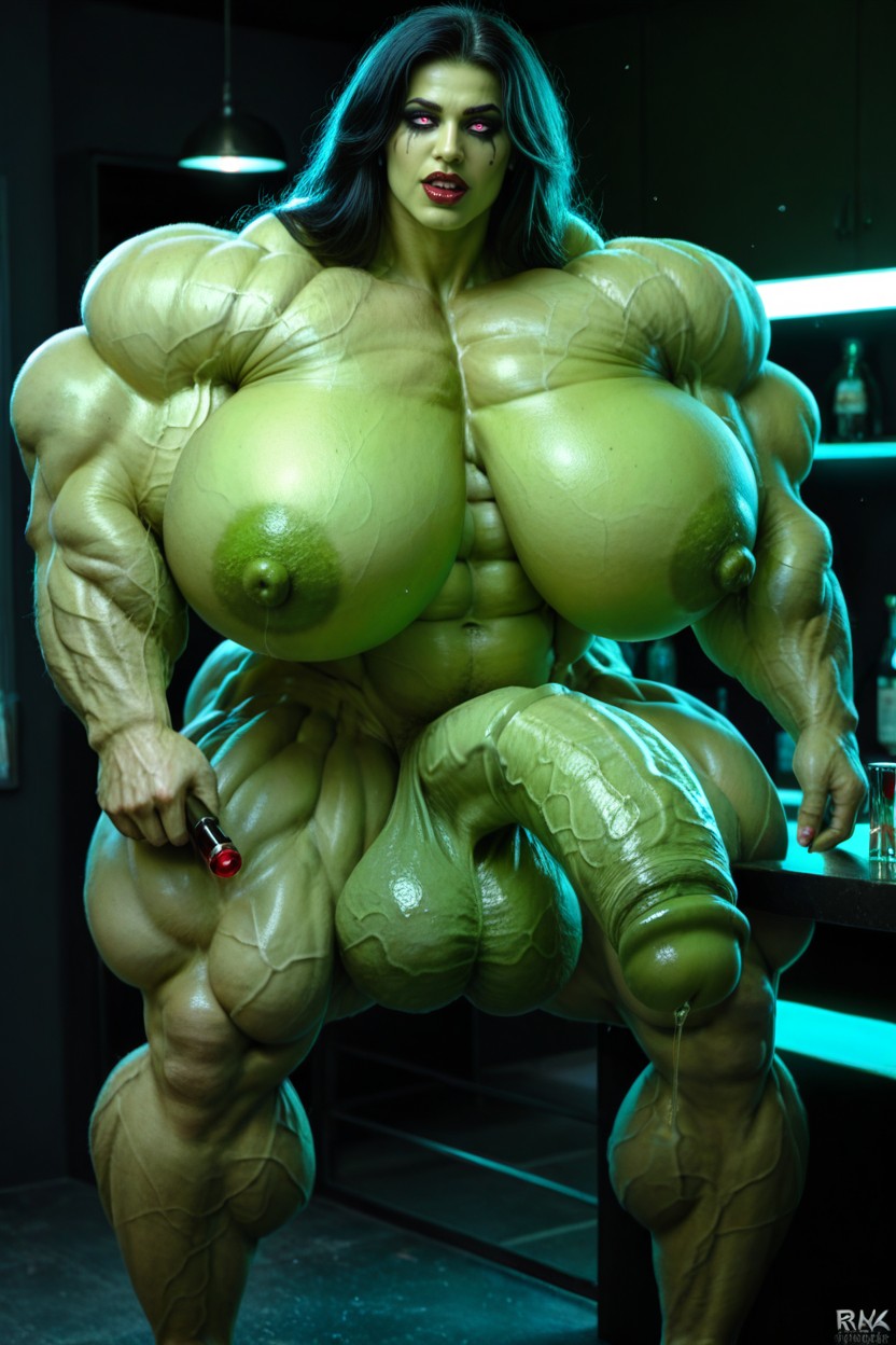 Extremely Veiny Glowing Horsetesticles, Gigantic Glowing Cock Veins, Excessive Muscles And Veins Shemale AI Porn