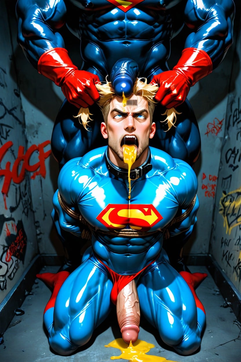Bound Wrists, Blue Latex Suit, Messy Dungeon 게이 AI 포르노