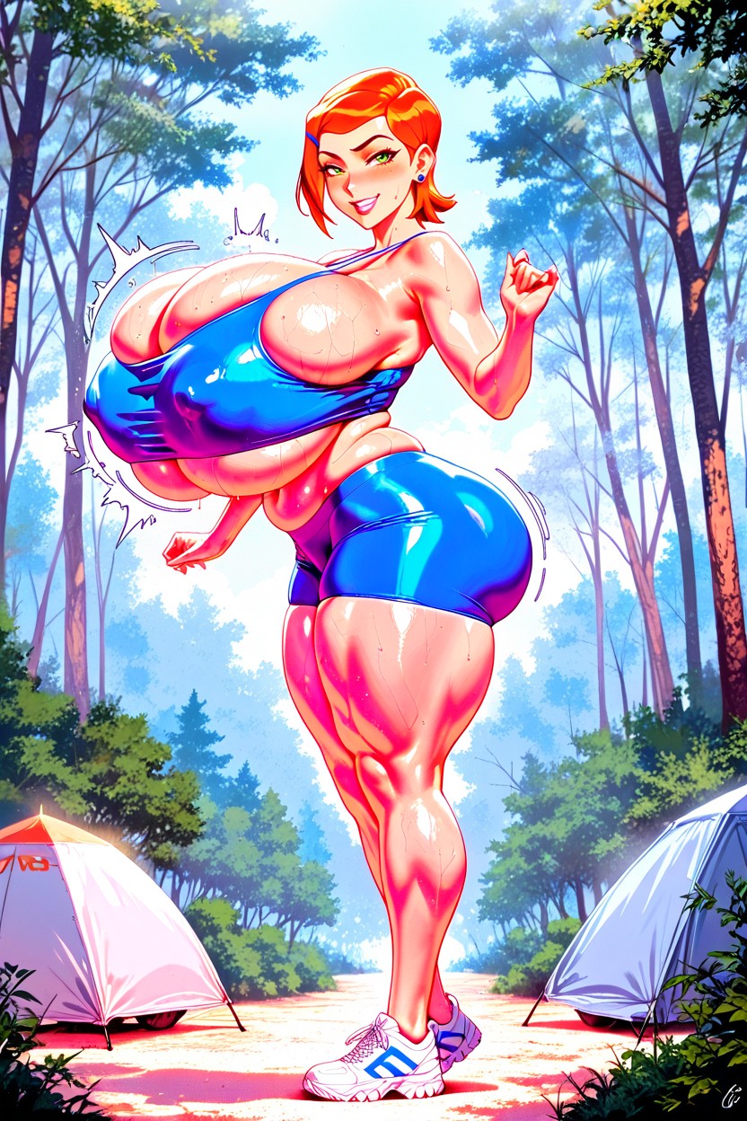 Wide Heavy Breasts, Gigantic Colossal Breasts, Shiny Skin AI Porn