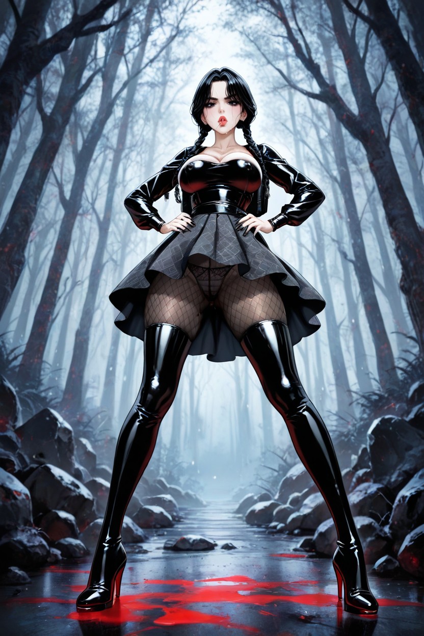 Skirt Black Latex, Only One Perspective, Serious Expression Hentai AI Porn