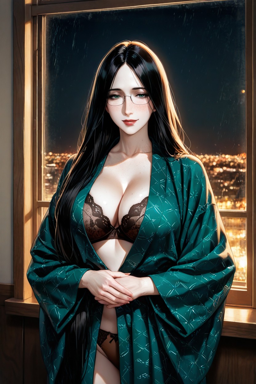 No Makeup, Brown Full Figure Bra, Sensual Image Hentai AI Porn