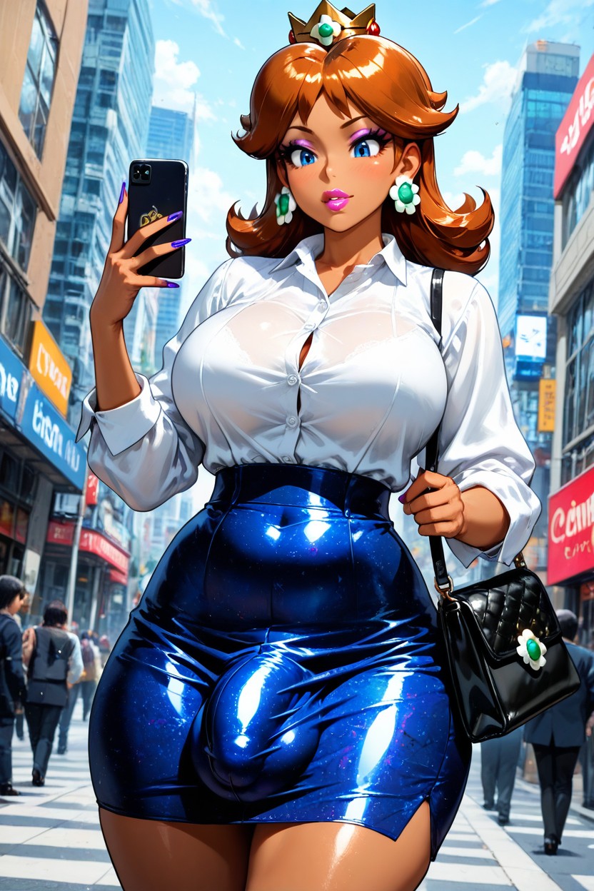 Looking At Phone, Fully Clothed, Giant Cock AI Porn