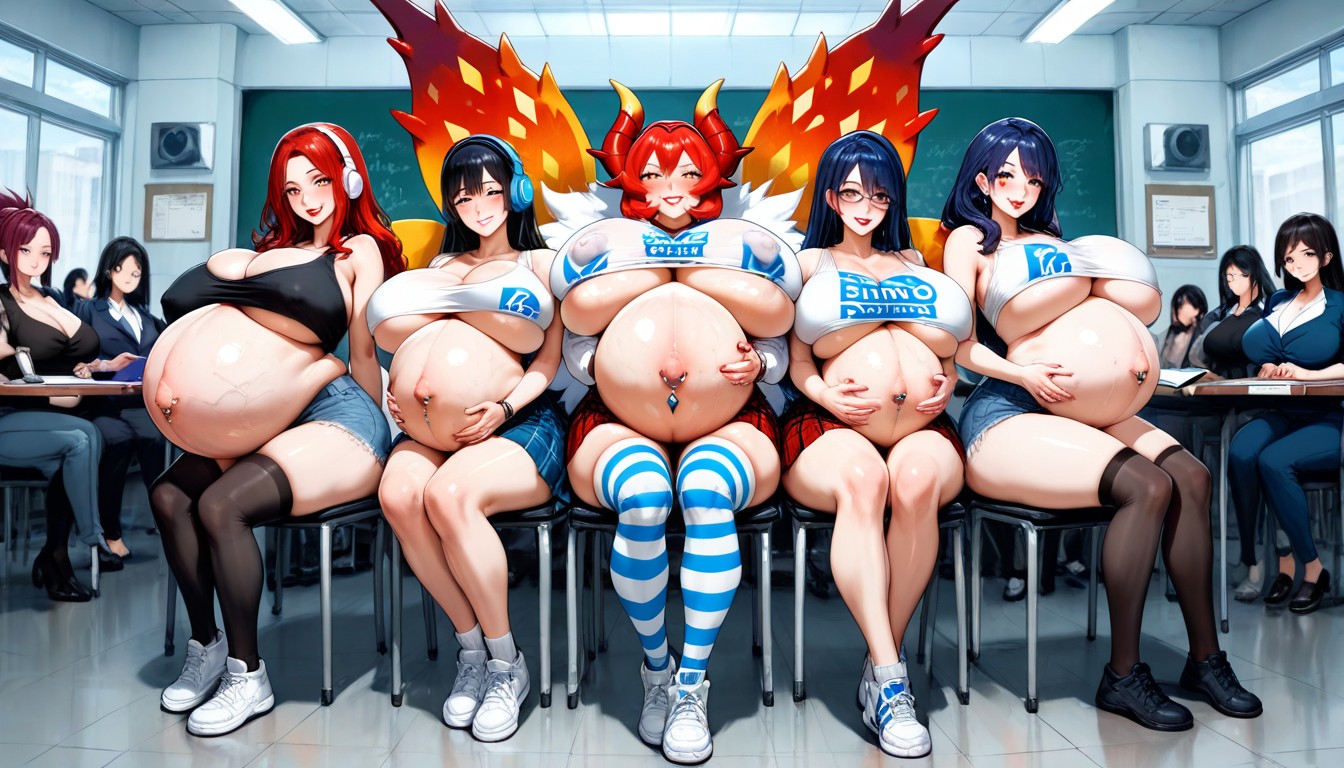 Beautiful Face, Underboob, Thigh High Socks Hentai AI Porn