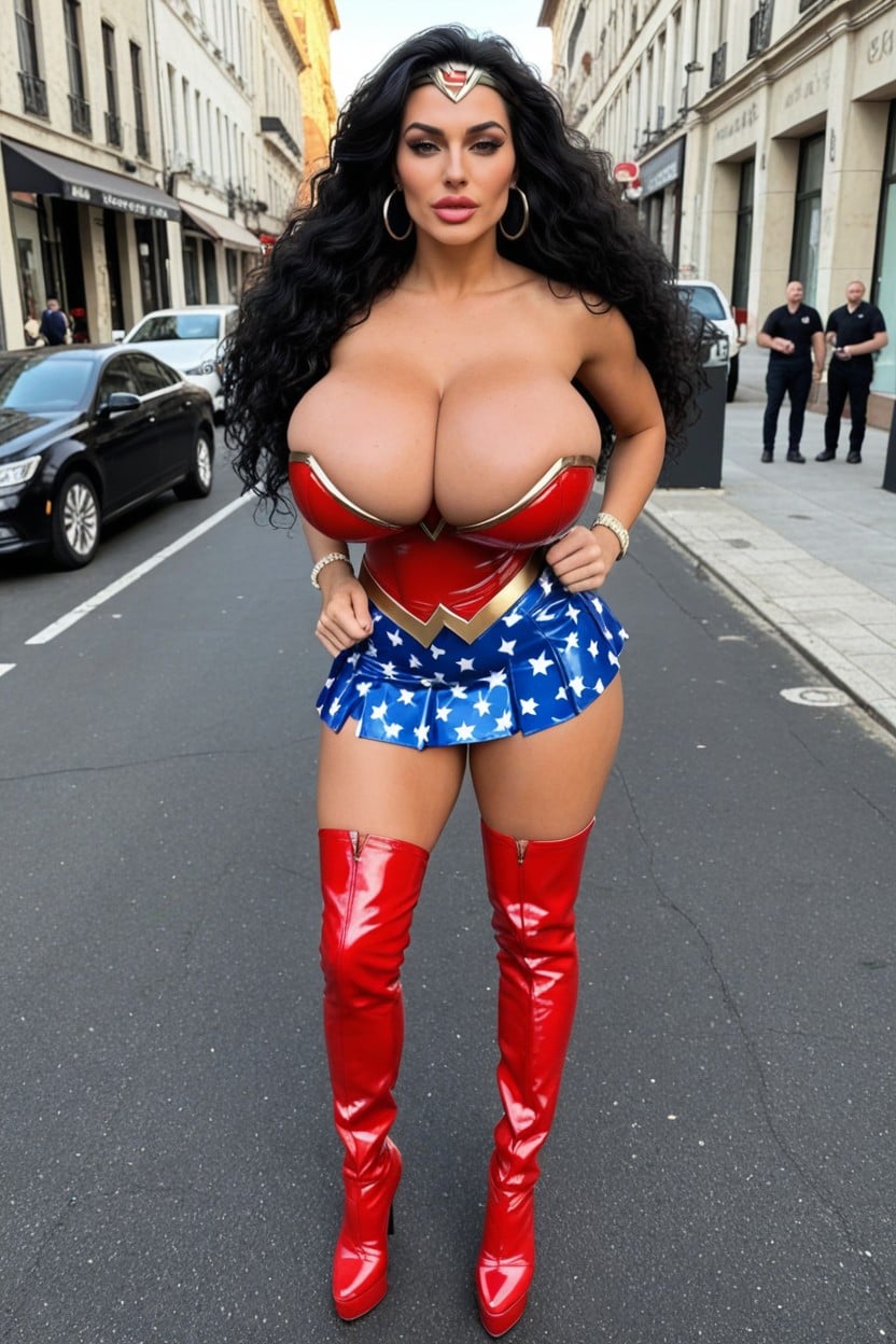 Culo De Burbuja, Pelo Negro, Huge Boobs Porno IA