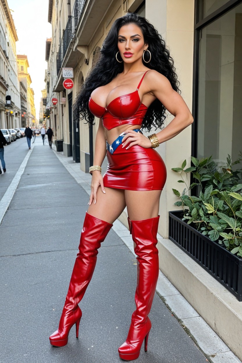 Italian, Red Mesh Top, Fluffy AI Porn
