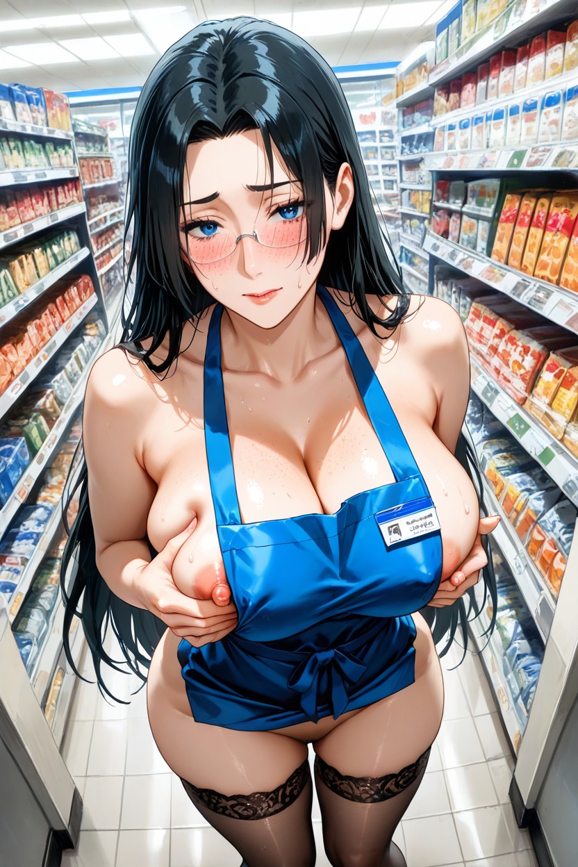 Top Down, Motions Lines, Very Black Hair Hentai AI Porn